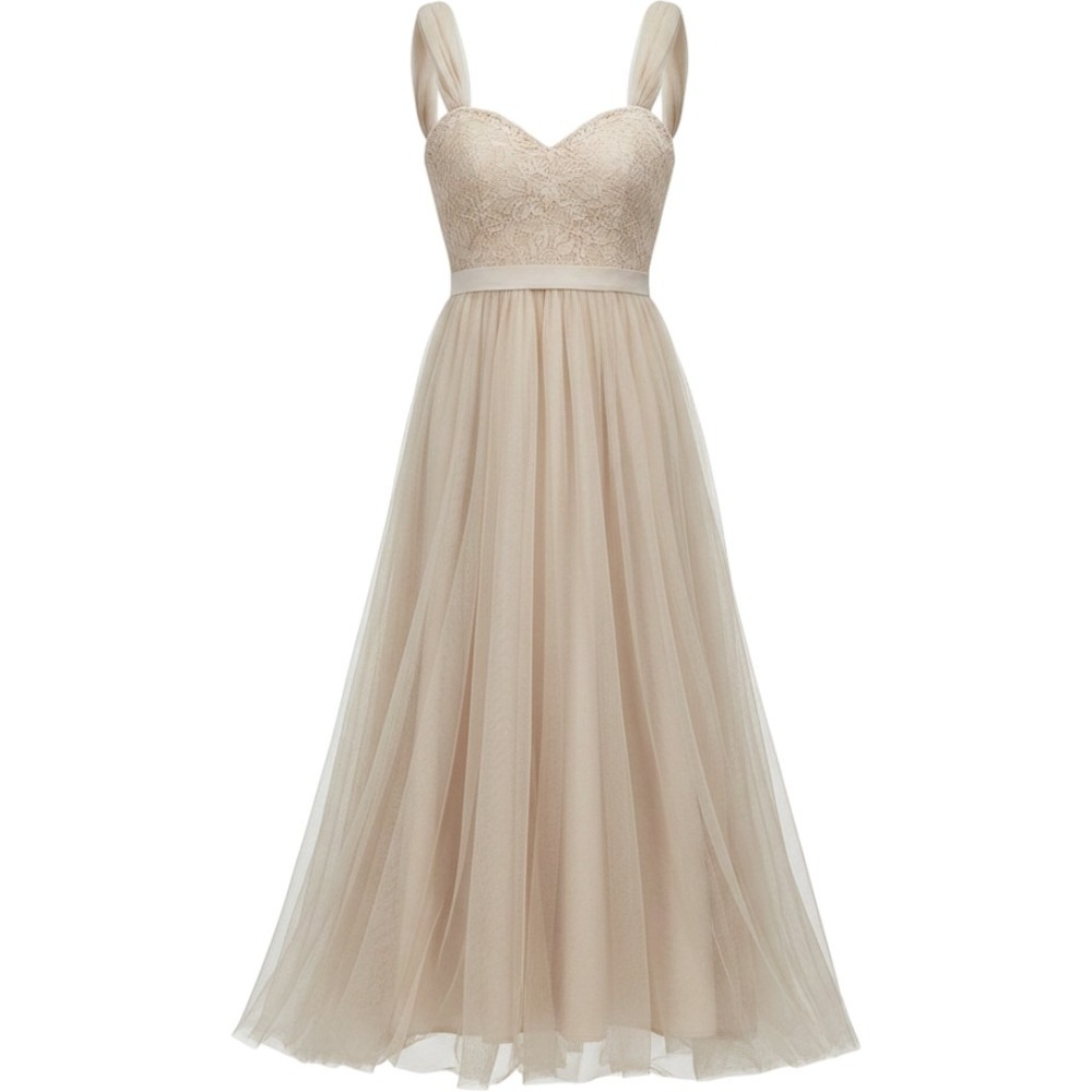 Jenny Yoo Anthropologie Tulle Lace Dress Size 0 Champagne Gold Metallic